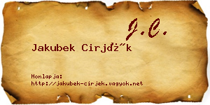 Jakubek Cirjék névjegykártya